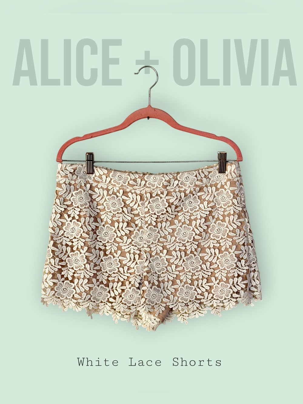 Alice + Olivia Marisa Floral Lace Shorts in White - Size 10